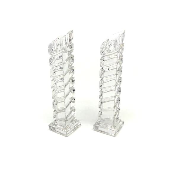 CRYSTAL 7" Offset Stacked Square Candlesticks - Picture 2 of 10